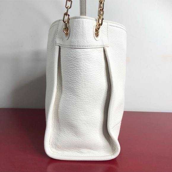 Tory Burch Britten Pebble Leather Small Slouchy Tote Gold Chain Handle - Picture 5 of 9